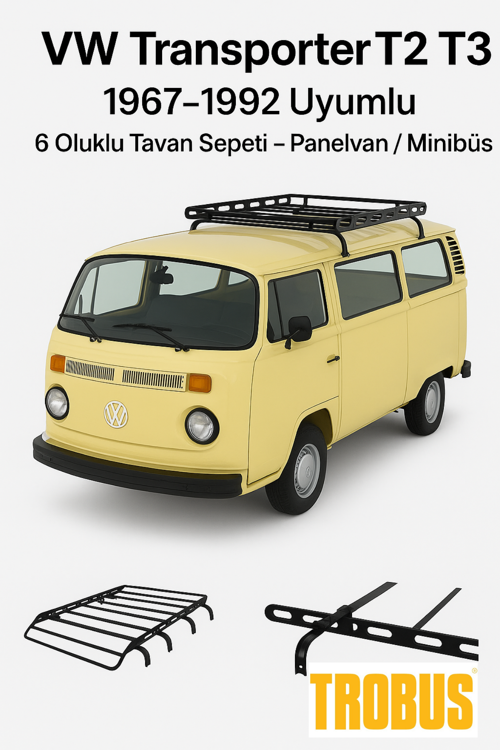 VW Transporter T2 T3 1967-1992 Uyumlu 6 Oluklu Tavan Sepeti - Panelvan / Minibüs