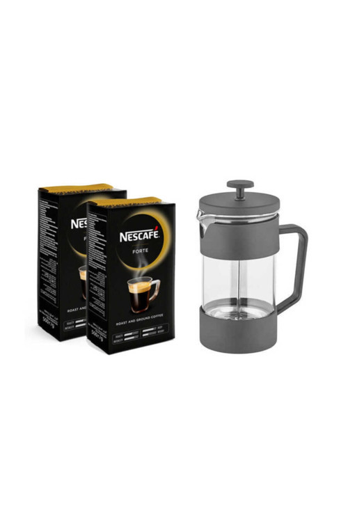 2 Adet Forte Öğütülmüş Filtre Kahve 500gr + French Press Marketplace