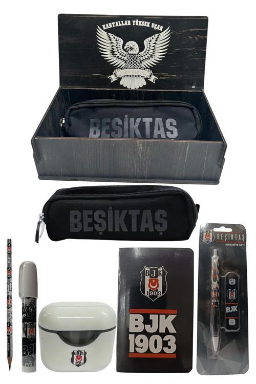 Lisanslı Beyaz Air Kalemtraş Ahşap Kutulu 6Lı Kırtasiye Seti