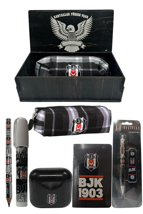 Lisanslı Siyah Air Kalemtraş Ahşap Kutulu 6Lı Kırtasiye Seti