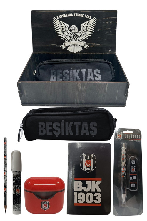 Lisanslı Beyaz Air Kalemtraş Ahşap Kutulu 6Lı Kırtasiye Seti