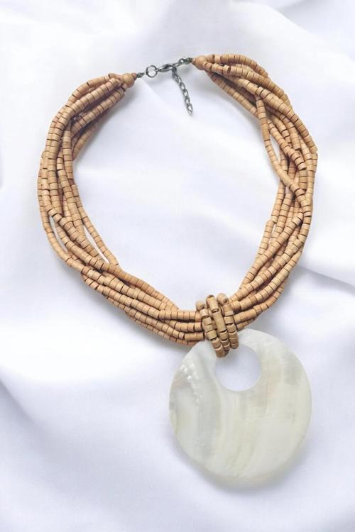 AHŞAP BONCUK ETNİK KOLYE