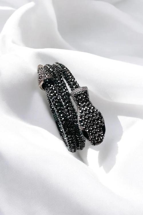 METALİZE CHOKER TAŞLI YILAN DOLAMALI BİLEKLİK