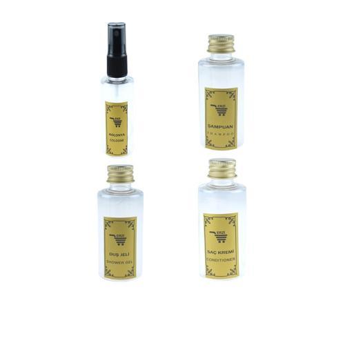 Seyahat Seti 4Lü 0.50ml Kolonya Duş Jeli Saç Kremi Şampuan Şişesi