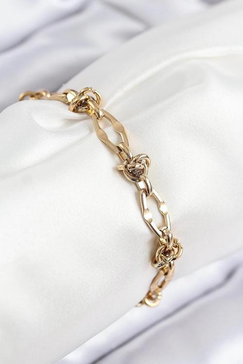 BFS 316L Çelik Parçalı Zincir Model Gold Renk Kadın Bileklik