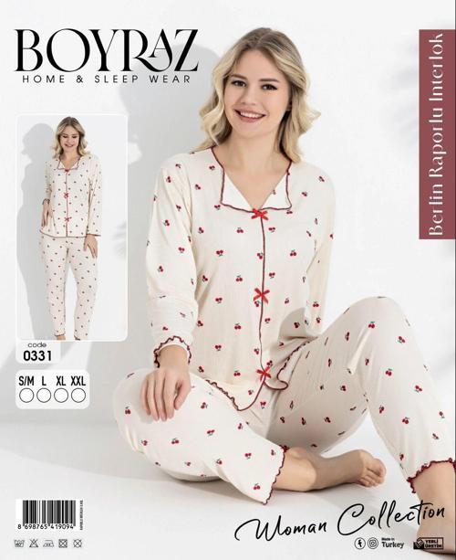 0331 Kadın Raporlu Uzun Kol Pijama Takımı