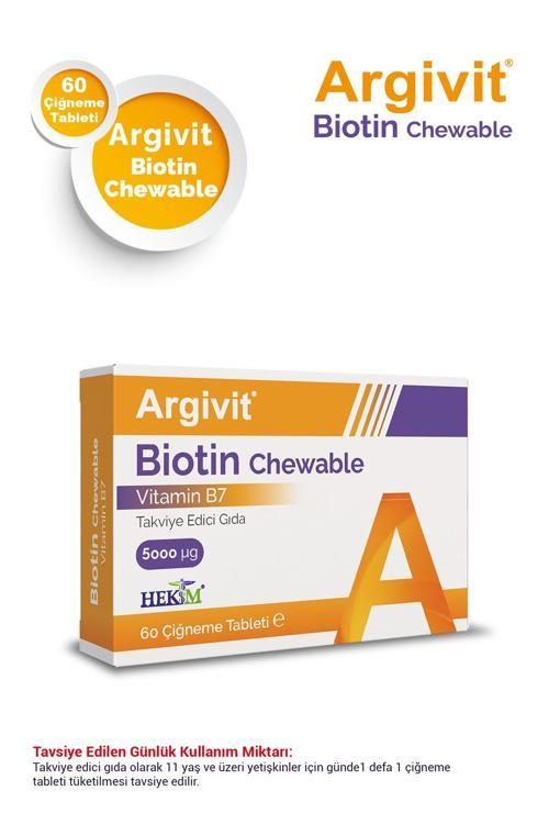 Biotin Chewable (B7 Vtitamini) İçeren Takviye Edici Gıda 60 Çiğneme Tableti