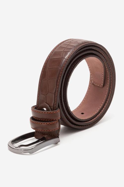 Hakiki Deri 3.5cm Erkek Kroko Klasik Kemer 508 KAHVERENGİ