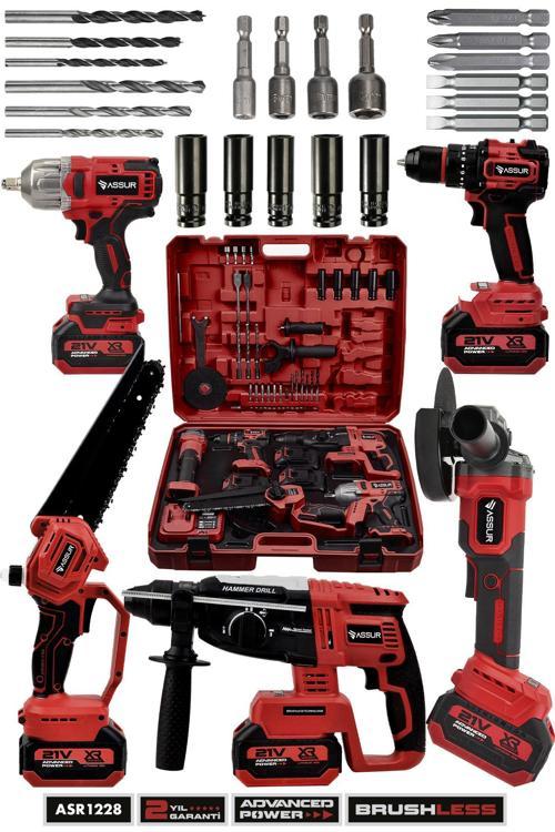21V 5'li Set Kırıcı Delici Hilti - Taşlama - Testere - Akülü Vidalama - Somun Sıkma Sökme