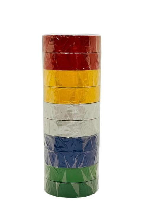 Renkli Elektrik Bandı İzole Bant - 10 Adet PVC İzolasyon Bandı