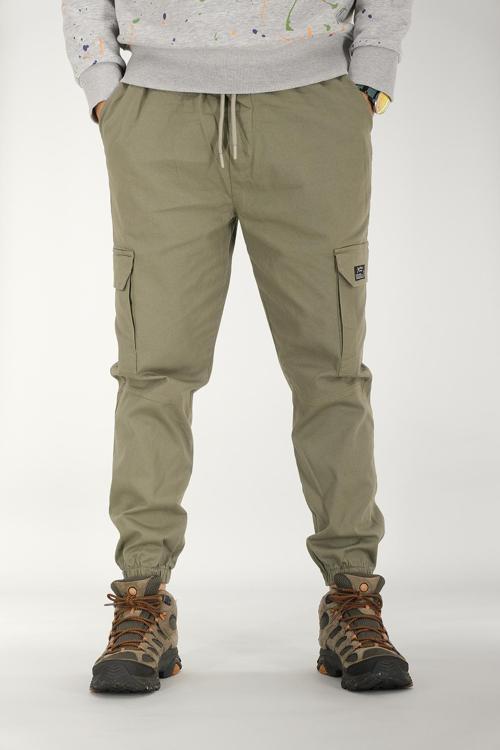 Erkek Jogger Kargo Pantolon Açık Haki Rahat Kesim Lastikli Paça