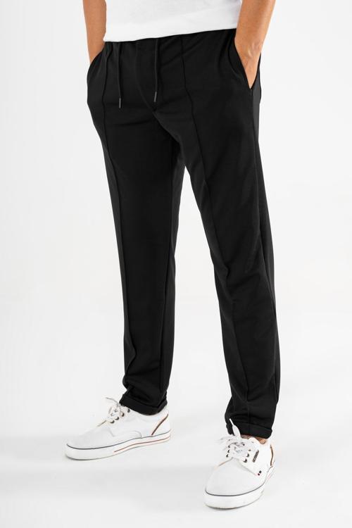 Erkek Jogger Pantolon Siyah Rahat Kesim Duble Paça Lastikli İpli Bel