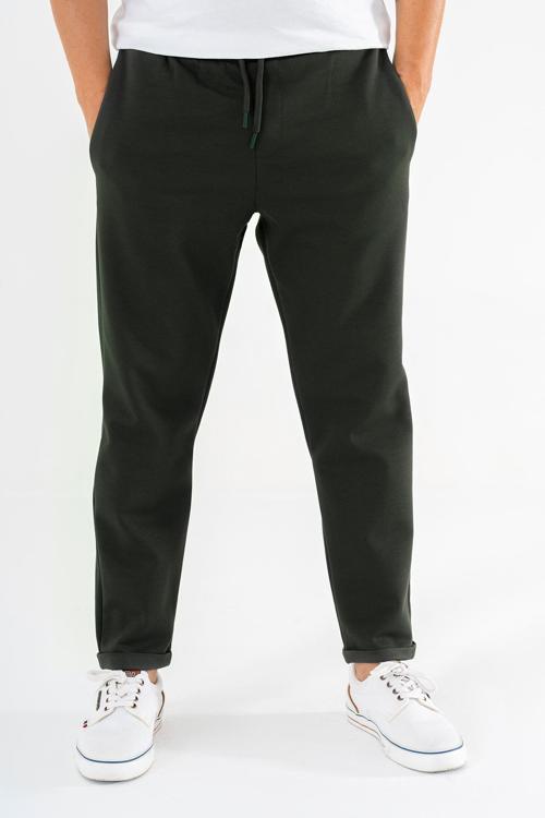 Erkek Jogger Eşofman Altı Haki Duble Paça Rahat Kesim Spor Pantolon