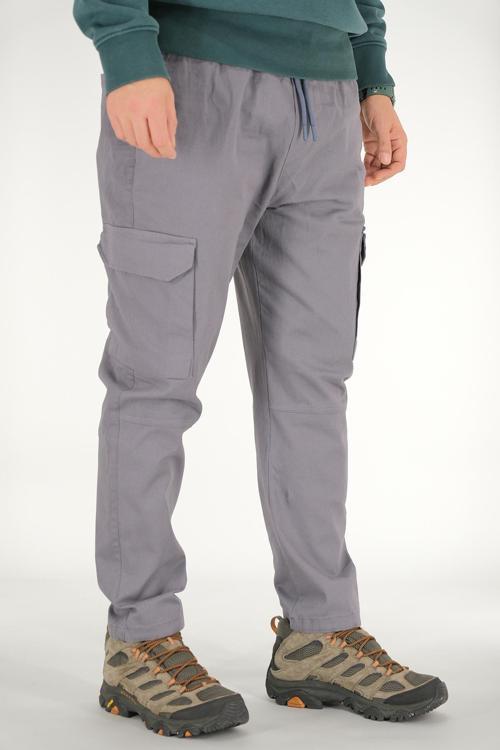 Erkek Kargo Pantolon Füme Rahat Kesim Lastikli İpli Bel
