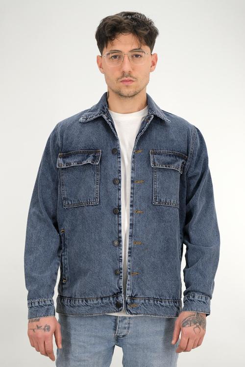 Erkek Kot Ceket Yıkamalı Lacivert Regular Fit Gömlek Yaka