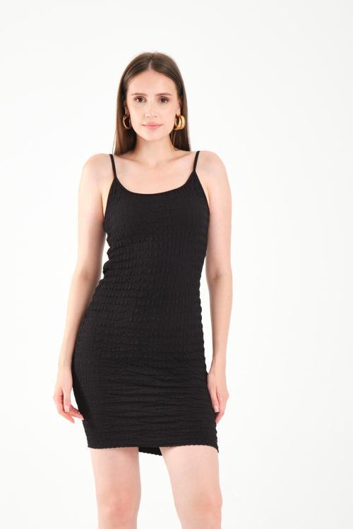 Askılı Bürümcük Desen Elbise