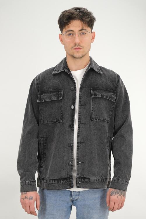 Erkek Kot Ceket Yıkamalı Siyah Regular Fit Gömlek Yaka