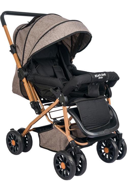 Çift Yönlü Ergonomik Bebek Arabası Bebek Puset Dayanıklı Katlanabilir Siyah Gri Bej Gold