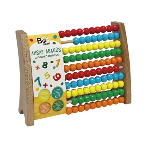 Doğal Ahşap Montessori Renkli Sayı Eğitici Boncuk Abaküs