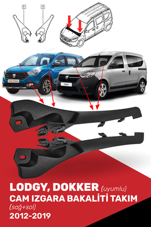 Lodgy Dokker Uyumlu Cam Izgara Bakaliti Takım (Sağ + Sol) - 668229972R, 668224513R