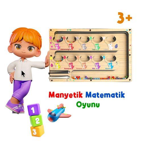 Manyetik Eğitici Renkli Sayma ve Eşleştirme Labirenti Eğitim Oyuncağı Ahşap Montessori Oyunu Dinozor