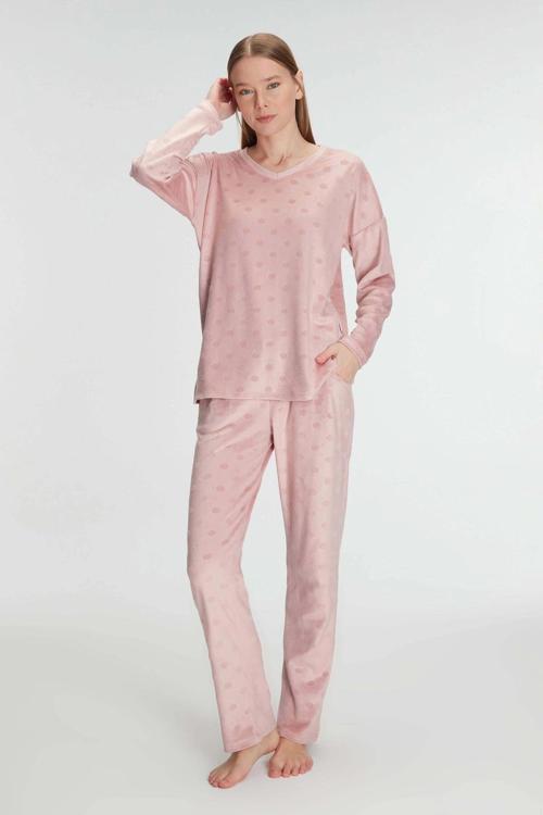 Bicomi Uzun Kol V Yaka Sweatshirt ve Pantolon Takım Pijama Takımı