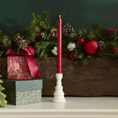 Karaca New Year Yılbaşı Çam Ağacı Şekilli Şamdan Mumluk Beyaz 6,2 x 6,2 x 12,6 cm