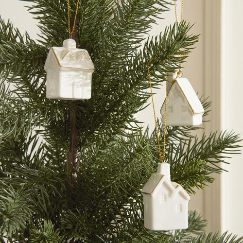 New Year Yılbaşı White Houses 3 Parça Ağaç Süsü Seti
