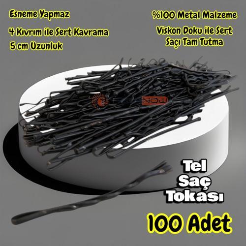 Siyah %100 Metal Esnemez Dayanıklı Kadın Saç Tel Tokası 100  Adet
