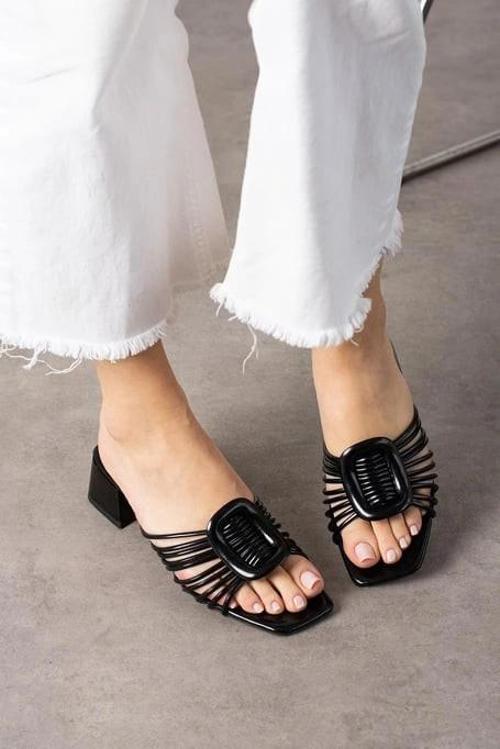 Anca Siyah Rugan Topuklu Terlik