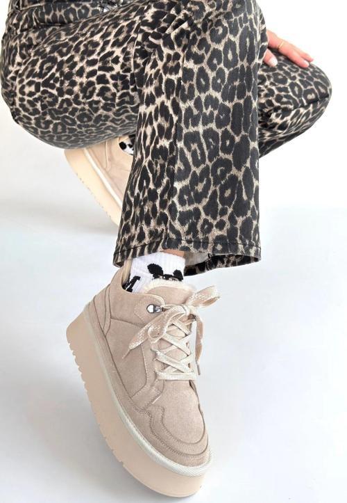 Muden Bej Süet Bağcıklı Bot