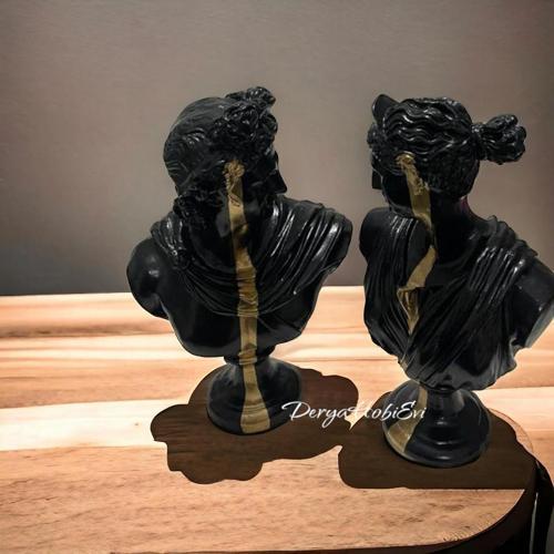 Dekoratif Varaklı Apollo Diana Heykel Biblo