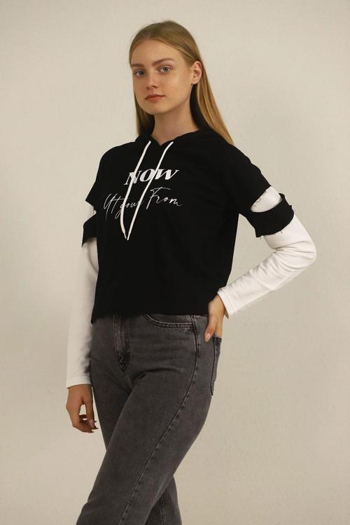 Gabria Kapşonlu Desenli Sweat