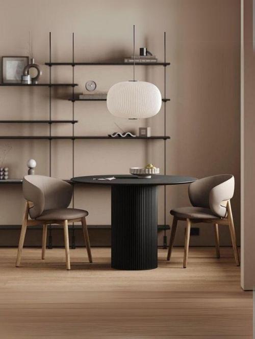 Vintage Yuvarlak Siyah Ahşap Bohem Masa 110x110