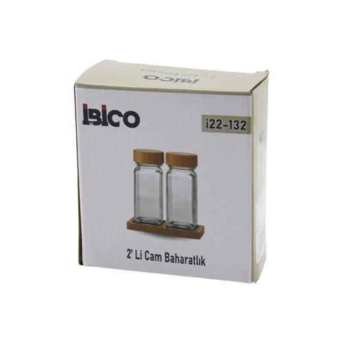 2PCS BAMBU KAPAKLI CAM TUZLUK - BİBERLİK - BAHARATLIK 120ML (5365)