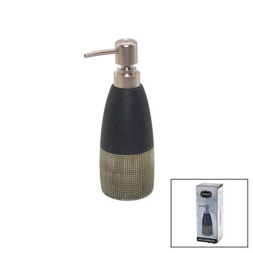 ANTRASİT GRİ - KREM MAT DESEN SERAMİK SIVI SABUNLUK (5365)