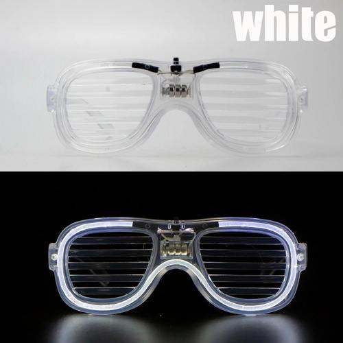 Beyaz Led Işıklı Parti Gözlüğü - Neon Glow Şerit Gözlük 3 Modlu (5365)