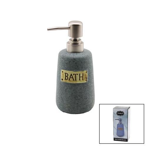 YUVARLAK GRİ - MAT DESEN SERAMİK SIVI SABUNLUK (5365)