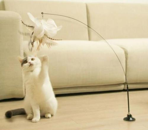 Vantuzlu Tüylü Zilli Kedi Oyun Oltası (5365)