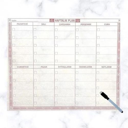 Şeffaf Kendiliğinden Yapışkanlı Kalemli Haftalık Planlayıcı 40cm-50cm (5365)