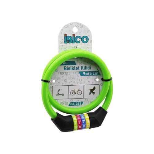 ŞİFRELİ İNCE BİSİKLET KİLİT ÇELİK TEL YEŞİL RENKLİ KILIF 9MMX65CM (5365)