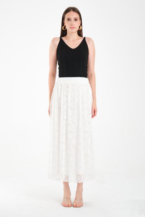 Dantel Pliseli Maxi Etek