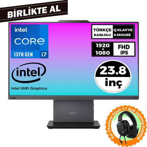 ThinkCentre Neo 50a i7-13620H 32GB 512GB SSD 23.8" Fdos AIO+Gaming Kulaklık 12SC000KTR 049