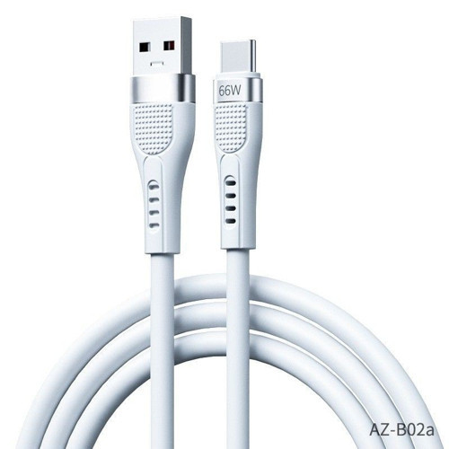66W Type-C Hızlı Şarj ve Data Kablosu 1.3m Beyaz AZ-B02aB