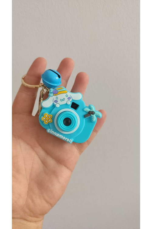 Kamera Model Cinnamoroll Sanrio Resimli Işıklı Anahtarlık Çanta Süsü