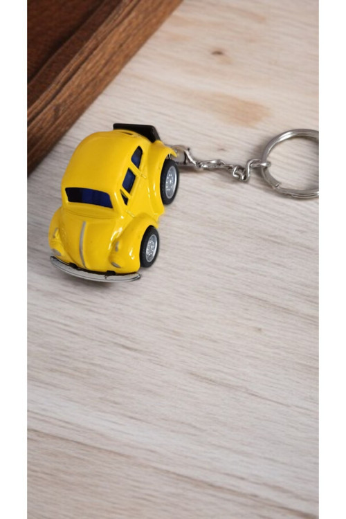 Mini Vosvos Çek Bırak Araba Ve Anahtarlık Sarı Renk ( 5Cm )