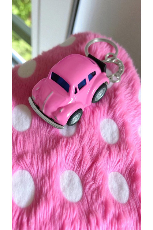 Mini Vosvos Çek Bırak Araba Ve Anahtarlık Pembe Renk ( 5Cm )