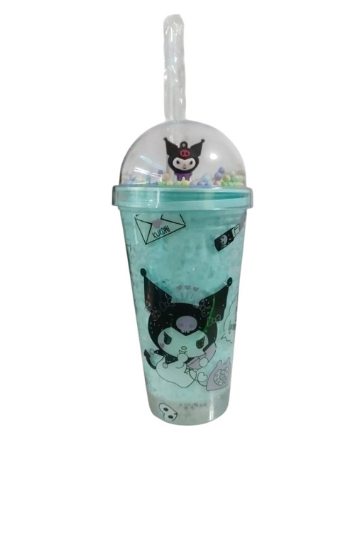Kuromi Temalı Işıklı Pipetli Bardak (Yeşil Renk )