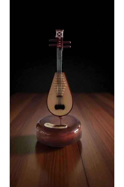 Dekoratif Şık Tasarımlı Ud Temalı Dönen Müzik Kutusu 22 Cm Boyut