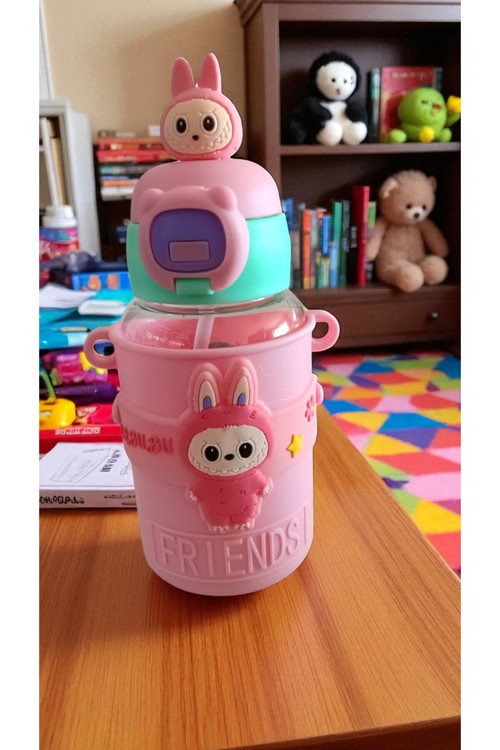 Labubu İpli Kaliteli Suluk Matara Pembe